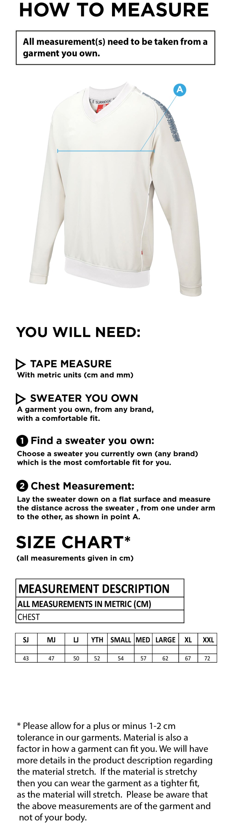 Leigh CC - Long Sleeve Sweater - Size Guide