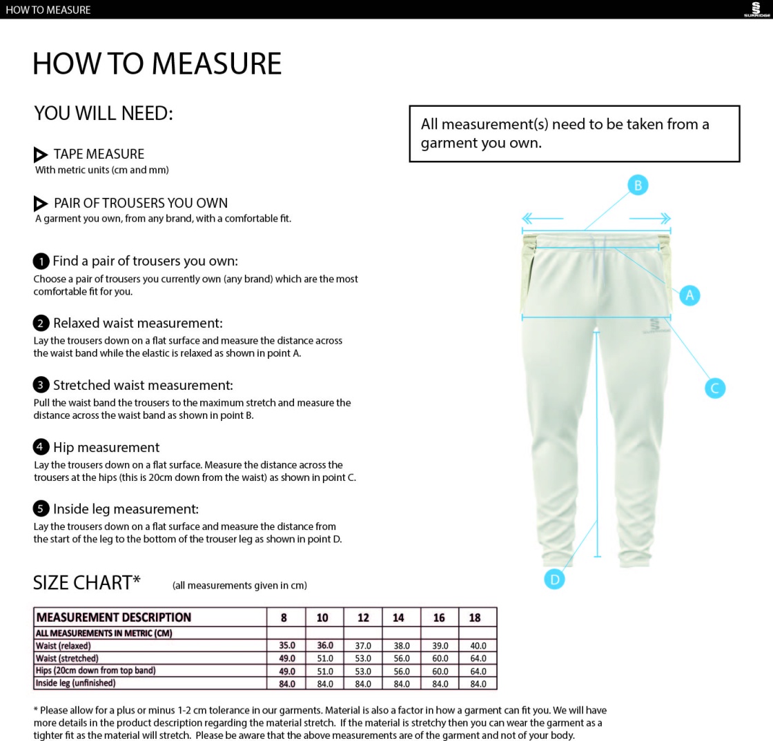 LEIGH CC Ergo Playing Women`s Pant - Size Guide
