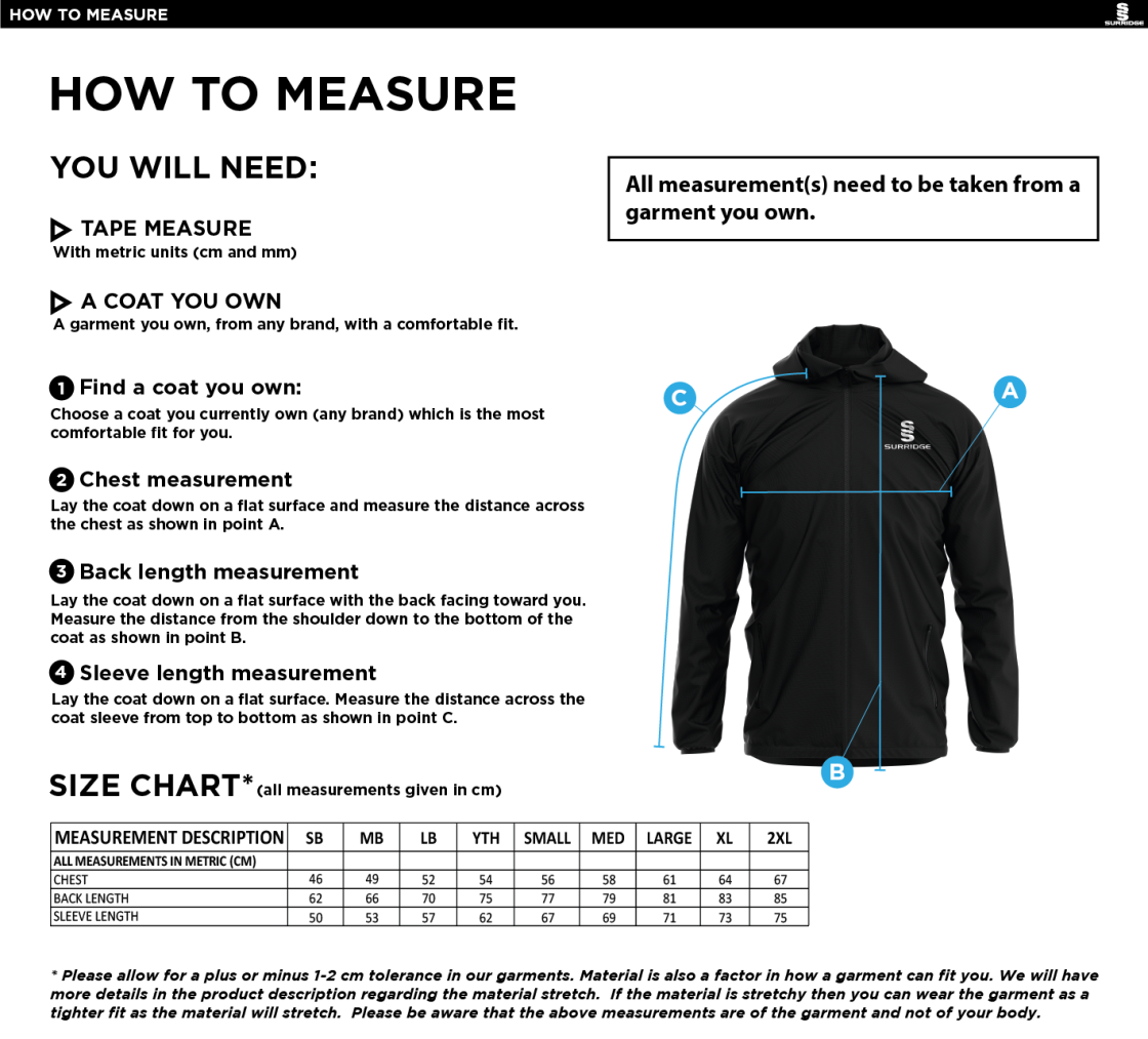 LEIGH CC Dual Elite 1/4 Zip Hoody / Rain Jacket : Black - Size Guide