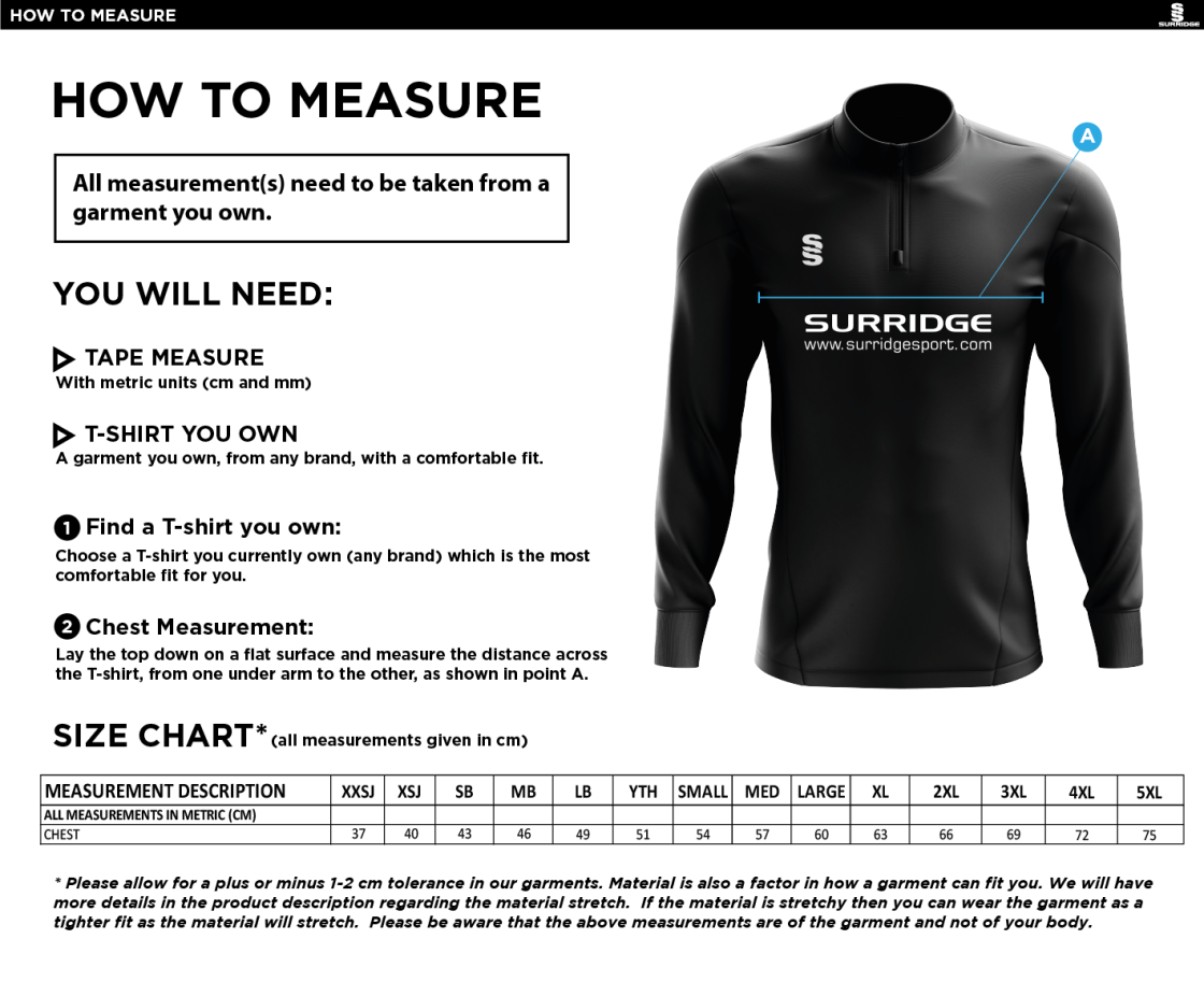 Leigh CC - Fuse Performance Top - Size Guide