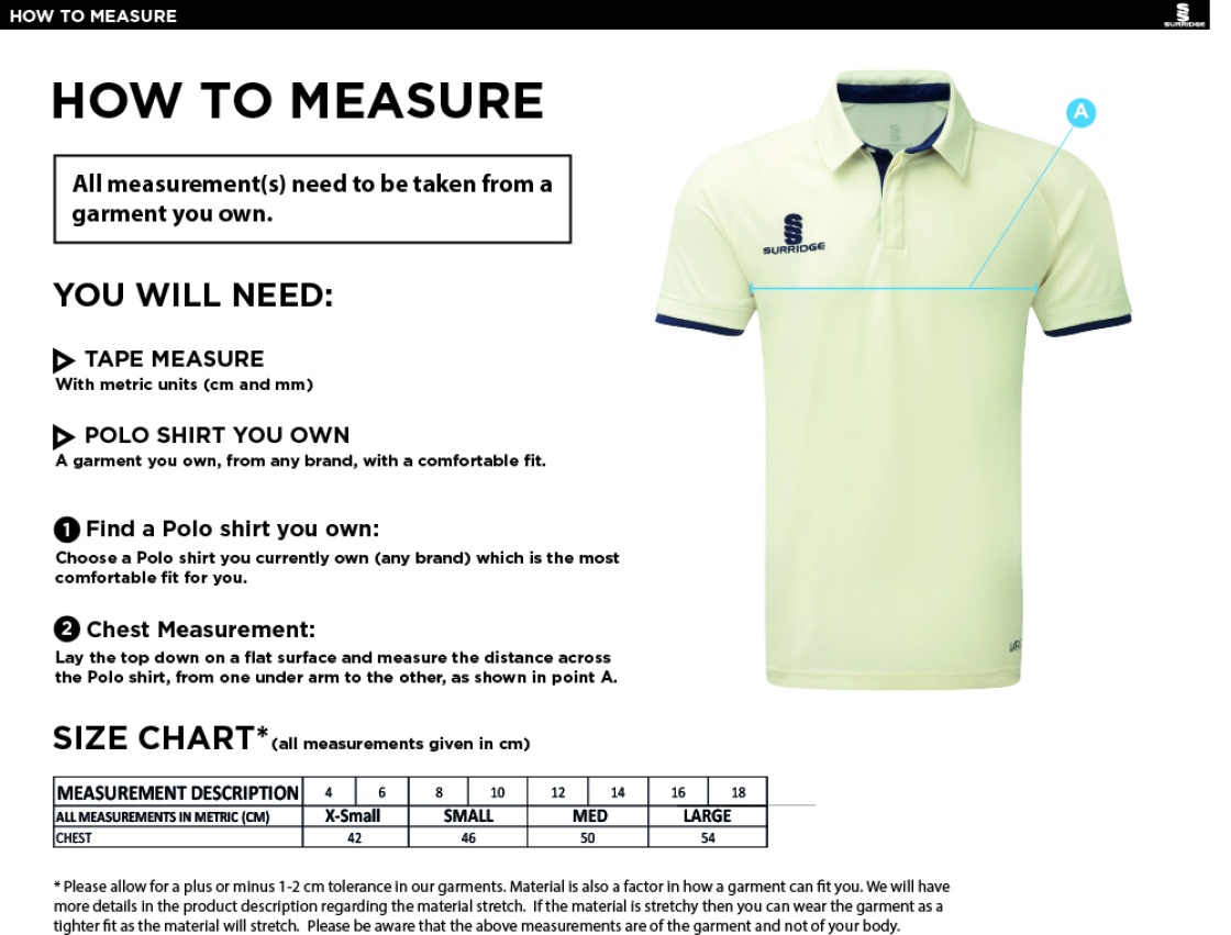 LEIGH CC Dual Cricket Shirt Short Sleeve Womens - Size Guide