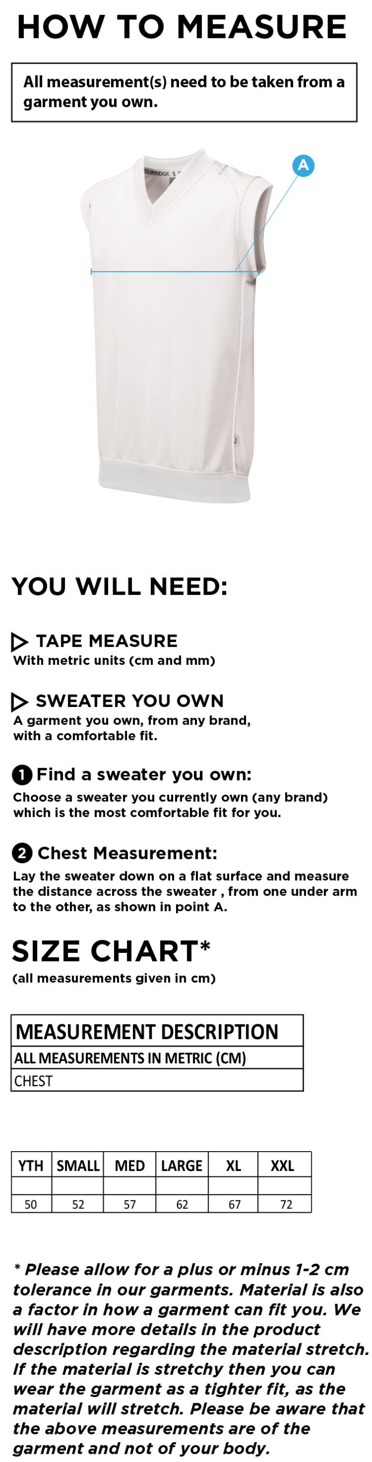 Leigh CC - Sleeveless Sweater - Size Guide